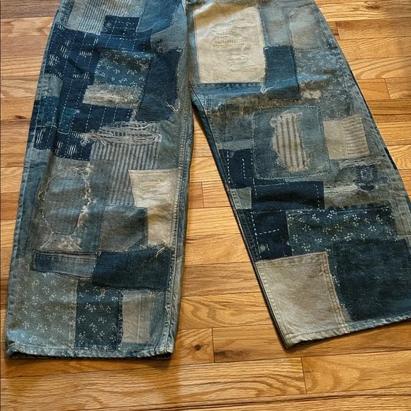 Free People We The Free Illusions Printed Patchwork barrel jeans. NWT. Size 28 - Picture 5 of 9